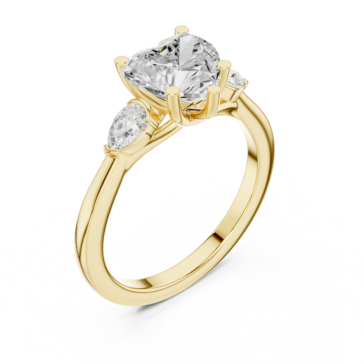 Heart Three Stone Lab Grown Diamond Engagement Ring