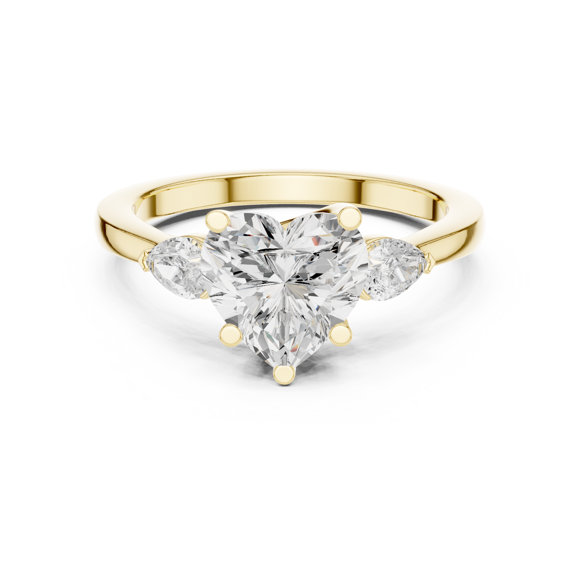 Heart Three Stone Lab Grown Diamond Engagement Ring