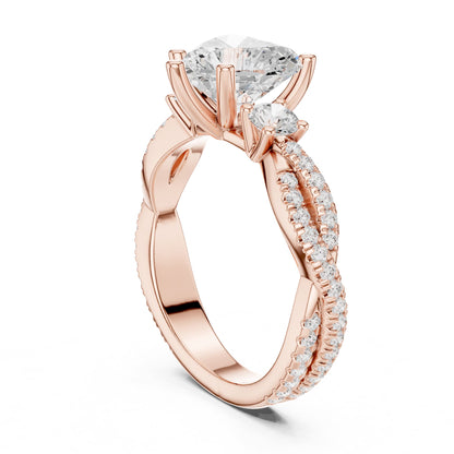 Heart Three Stone Lab Grown Diamond Engagement Ring