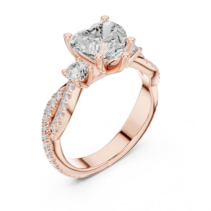 Heart Three Stone Lab Grown Diamond Engagement Ring