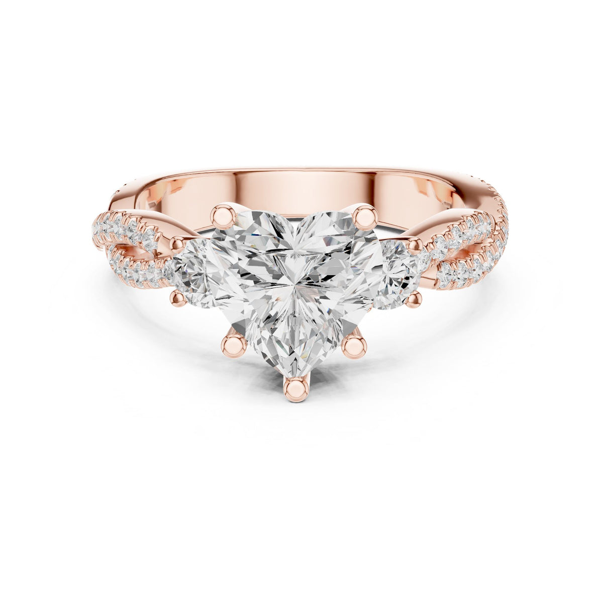 Heart Three Stone Lab Grown Diamond Engagement Ring