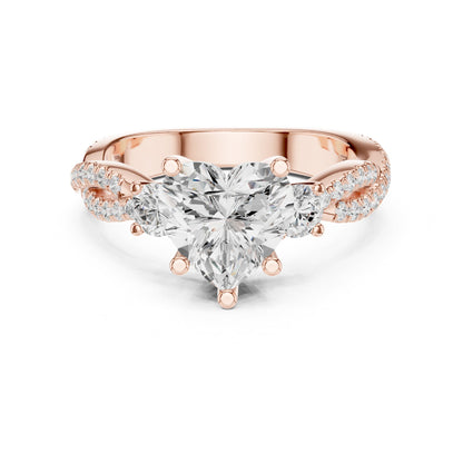 Heart Three Stone Lab Grown Diamond Engagement Ring