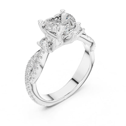 Heart Three Stone Lab Grown Diamond Engagement Ring