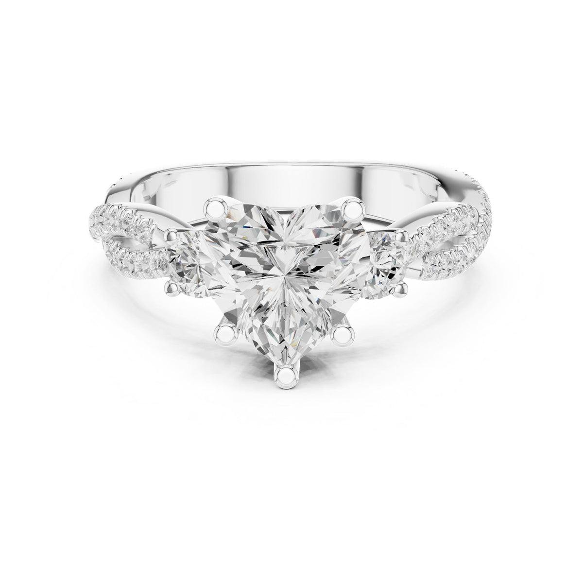 Heart Three Stone Lab Grown Diamond Engagement Ring
