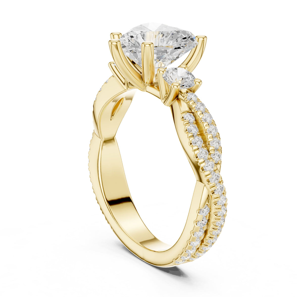 Heart Three Stone Lab Grown Diamond Engagement Ring