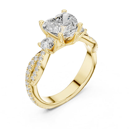 Heart Three Stone Lab Grown Diamond Engagement Ring