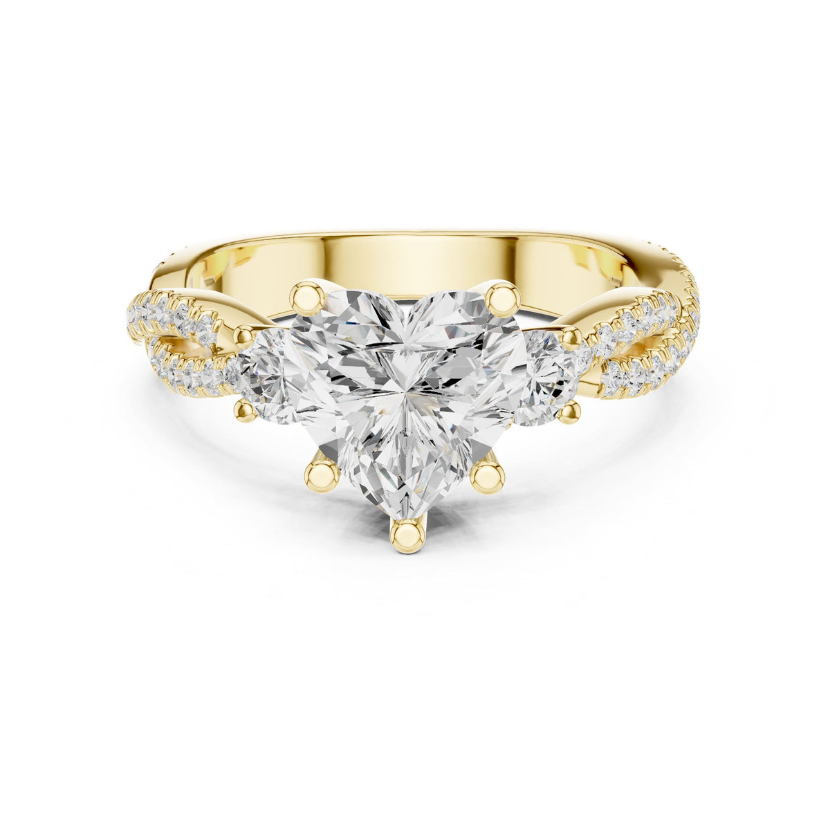Heart Three Stone Lab Grown Diamond Engagement Ring