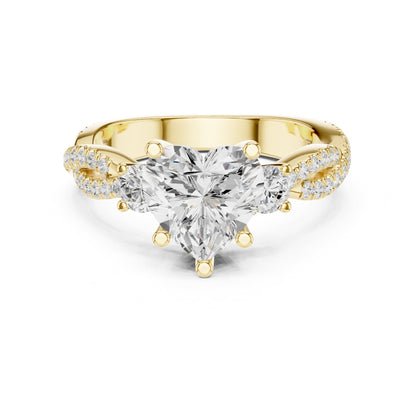 Heart Three Stone Lab Grown Diamond Engagement Ring