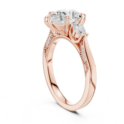 Heart Three Stone Lab Grown Diamond Engagement Ring