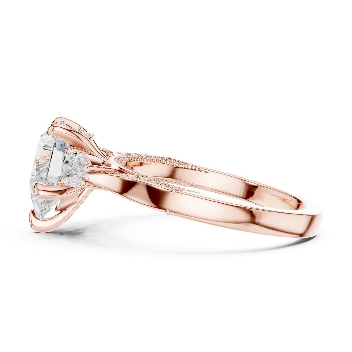 Heart Three Stone Lab Grown Diamond Engagement Ring