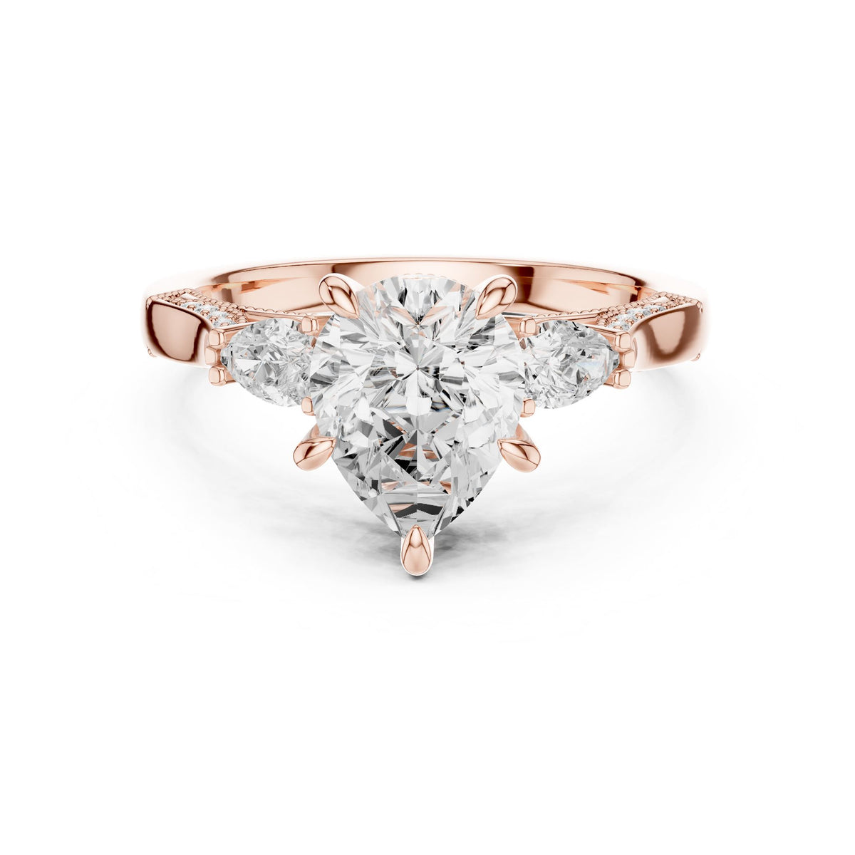 Heart Three Stone Lab Grown Diamond Engagement Ring