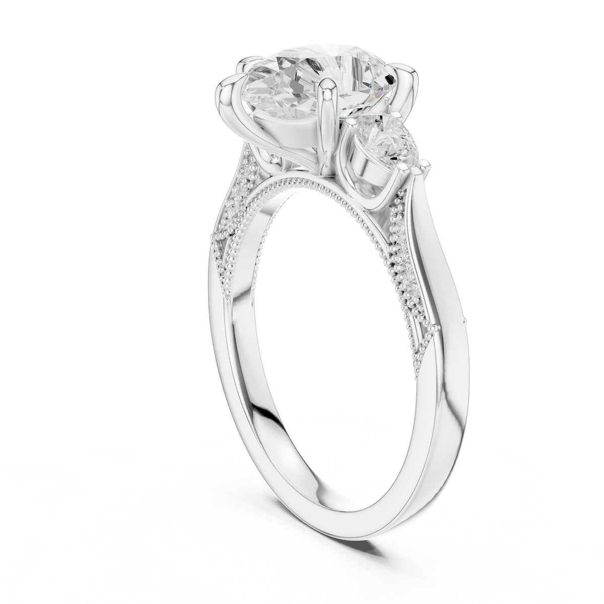 Heart Three Stone Lab Grown Diamond Engagement Ring