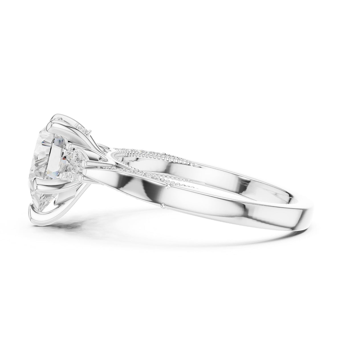 Heart Three Stone Lab Grown Diamond Engagement Ring