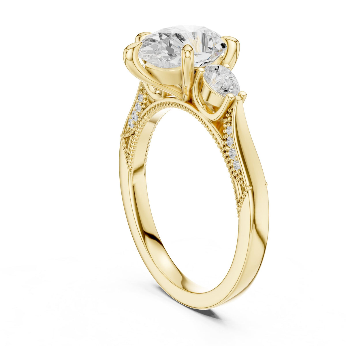 Heart Three Stone Lab Grown Diamond Engagement Ring