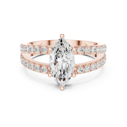 Marquise Accented Lab Grown Diamond Engagement Ring