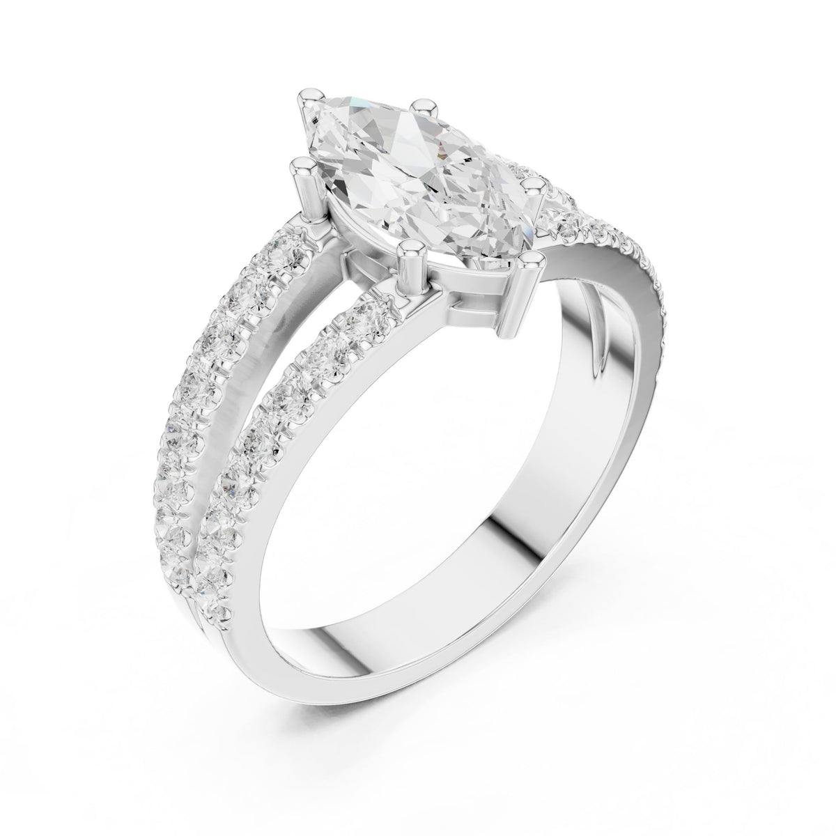 Marquise Accented Lab Grown Diamond Engagement Ring