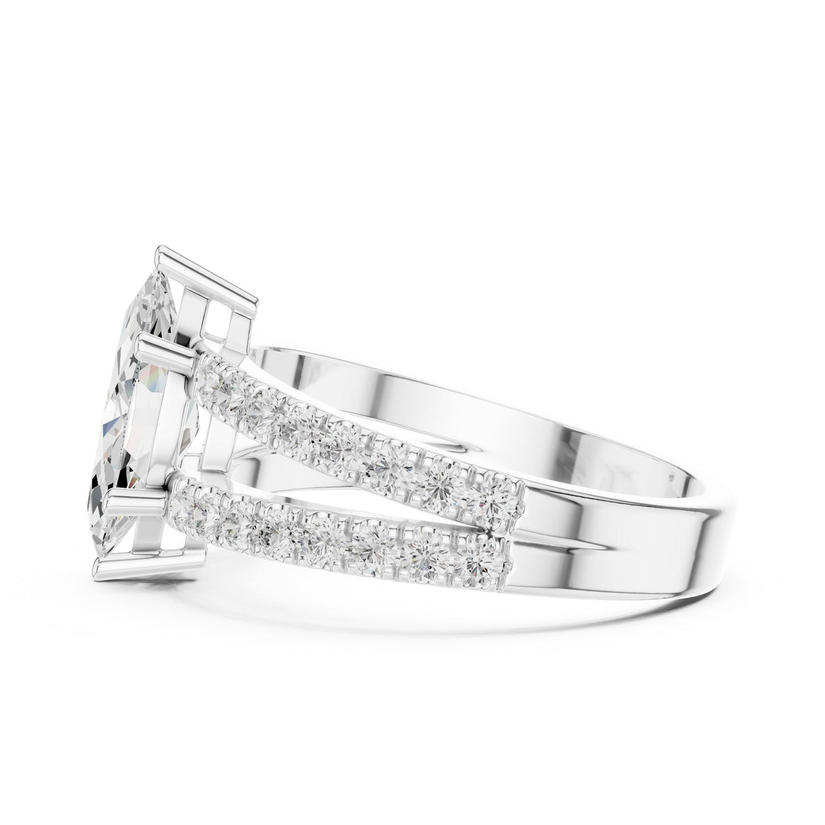 Marquise Accented Lab Grown Diamond Engagement Ring