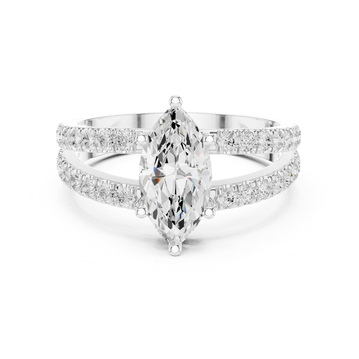 Marquise Accented Lab Grown Diamond Engagement Ring