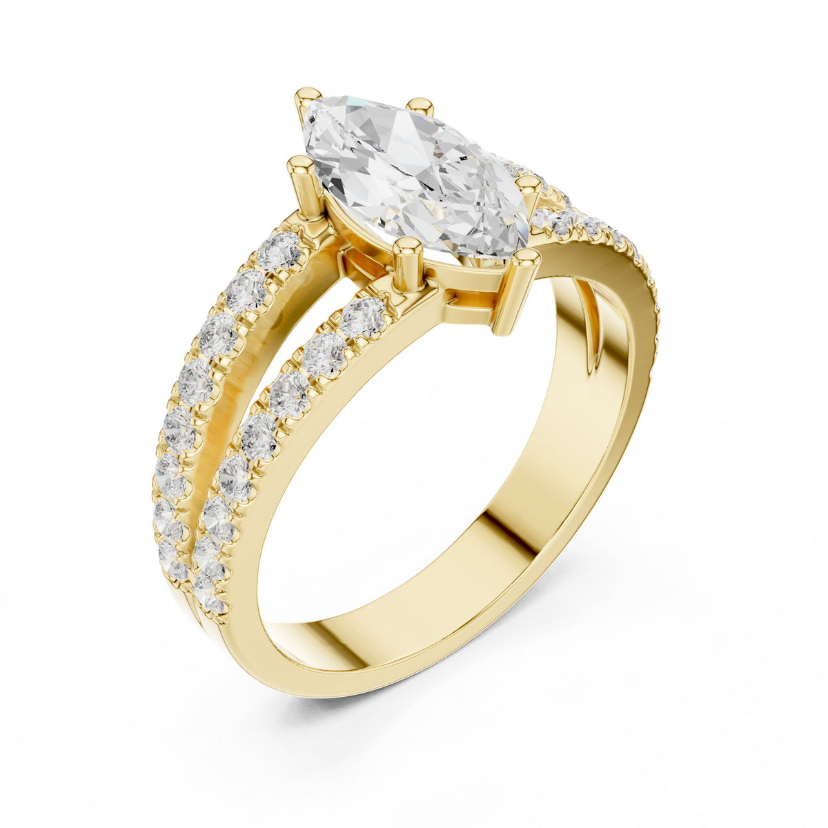 Marquise Accented Lab Grown Diamond Engagement Ring