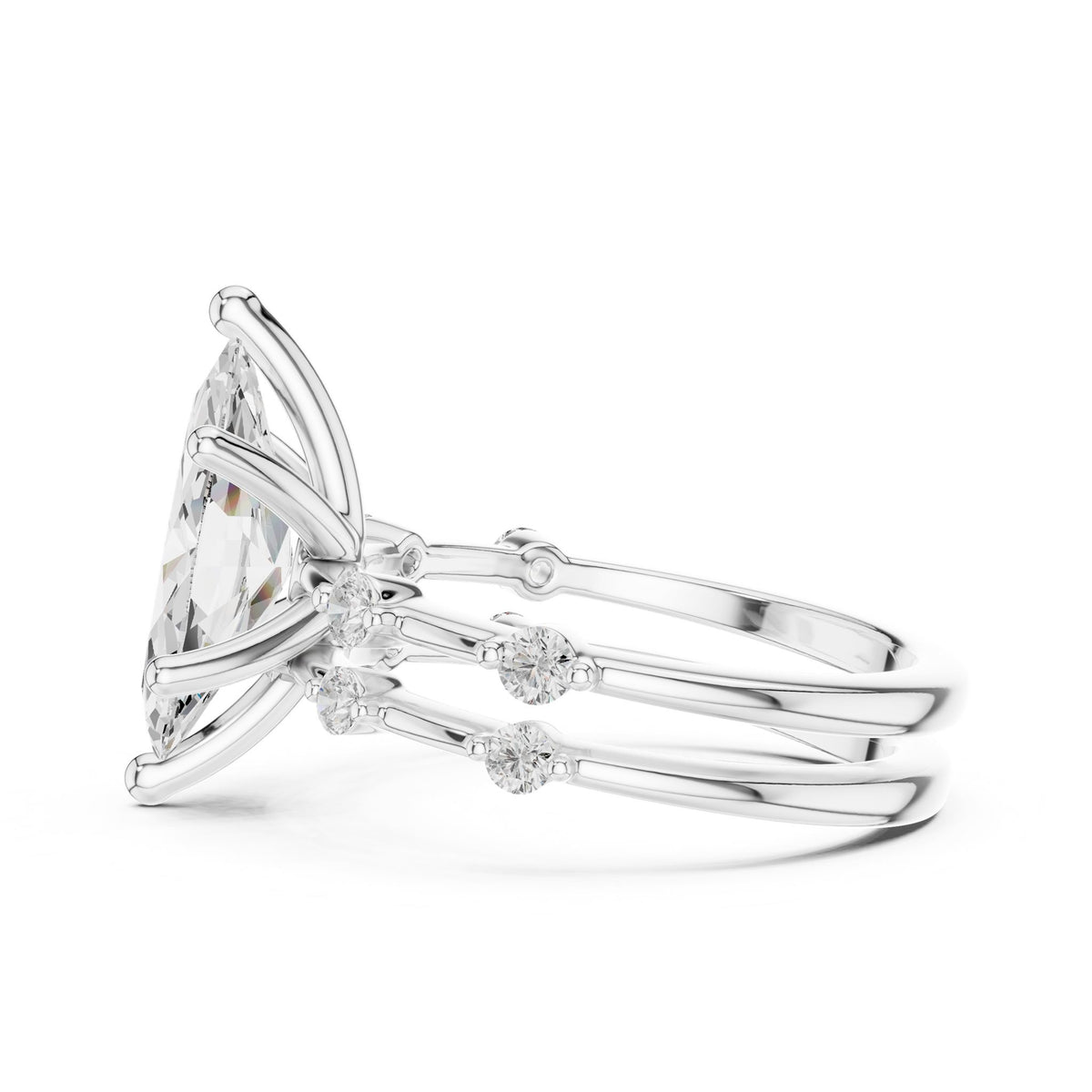 Marquise Accented Lab Grown Diamond Engagement Ring