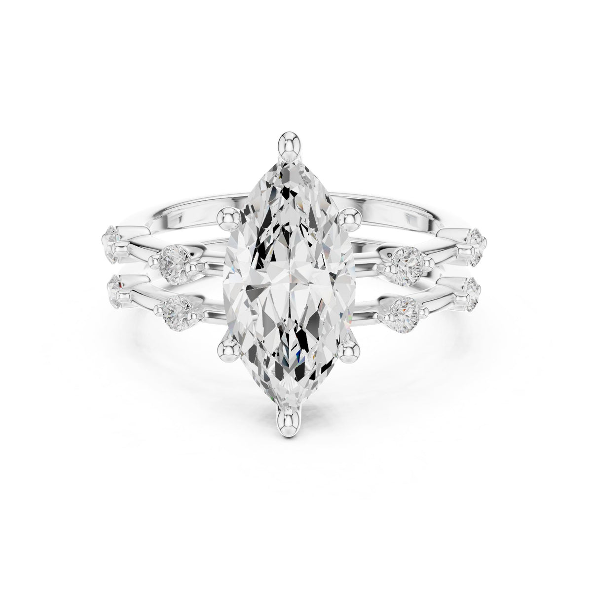 Marquise Accented Lab Grown Diamond Engagement Ring