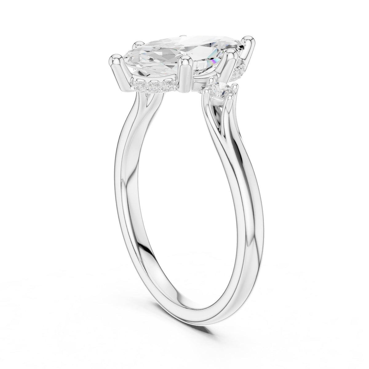Marquise Accented Lab Grown Diamond Engagement Ring