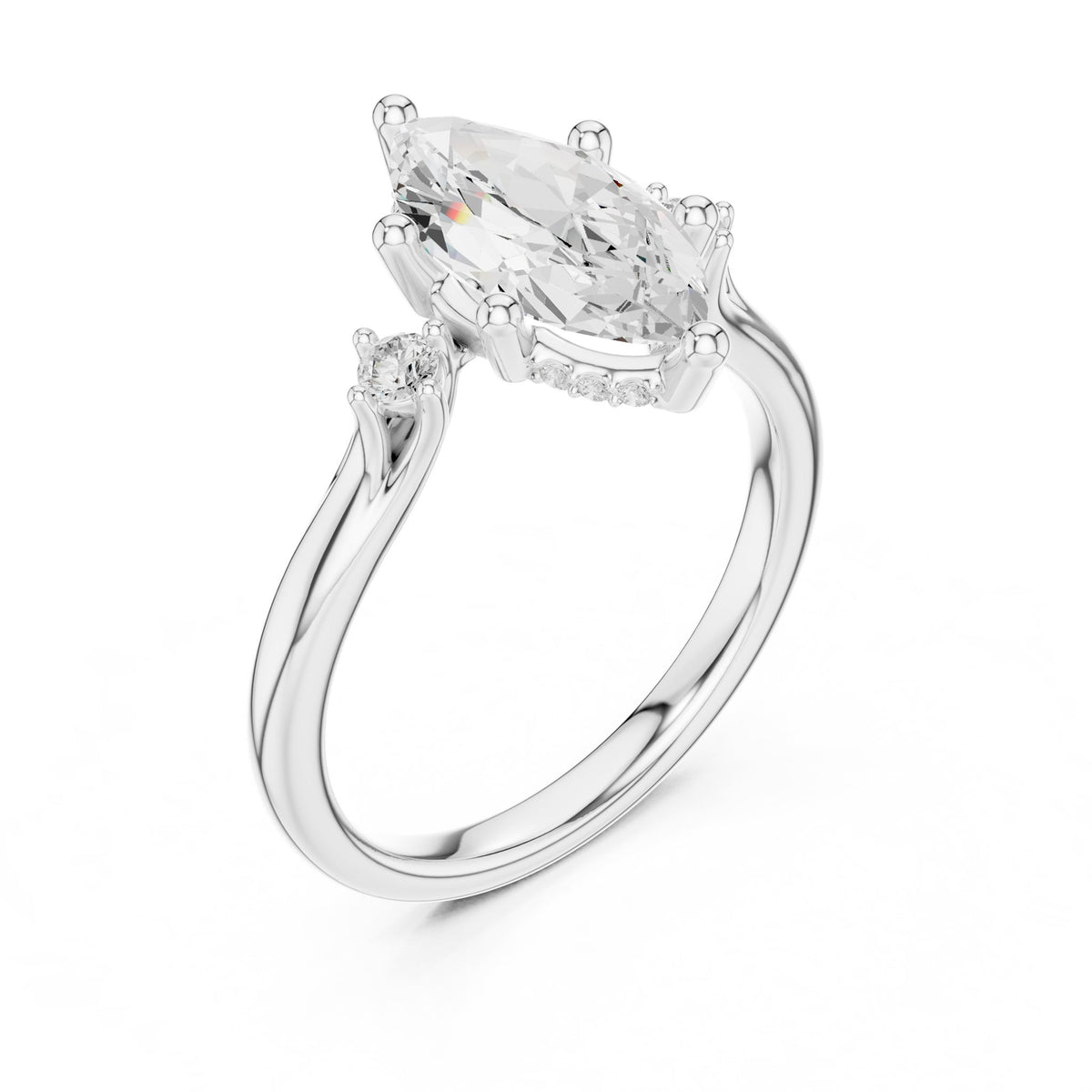 Marquise Accented Lab Grown Diamond Engagement Ring