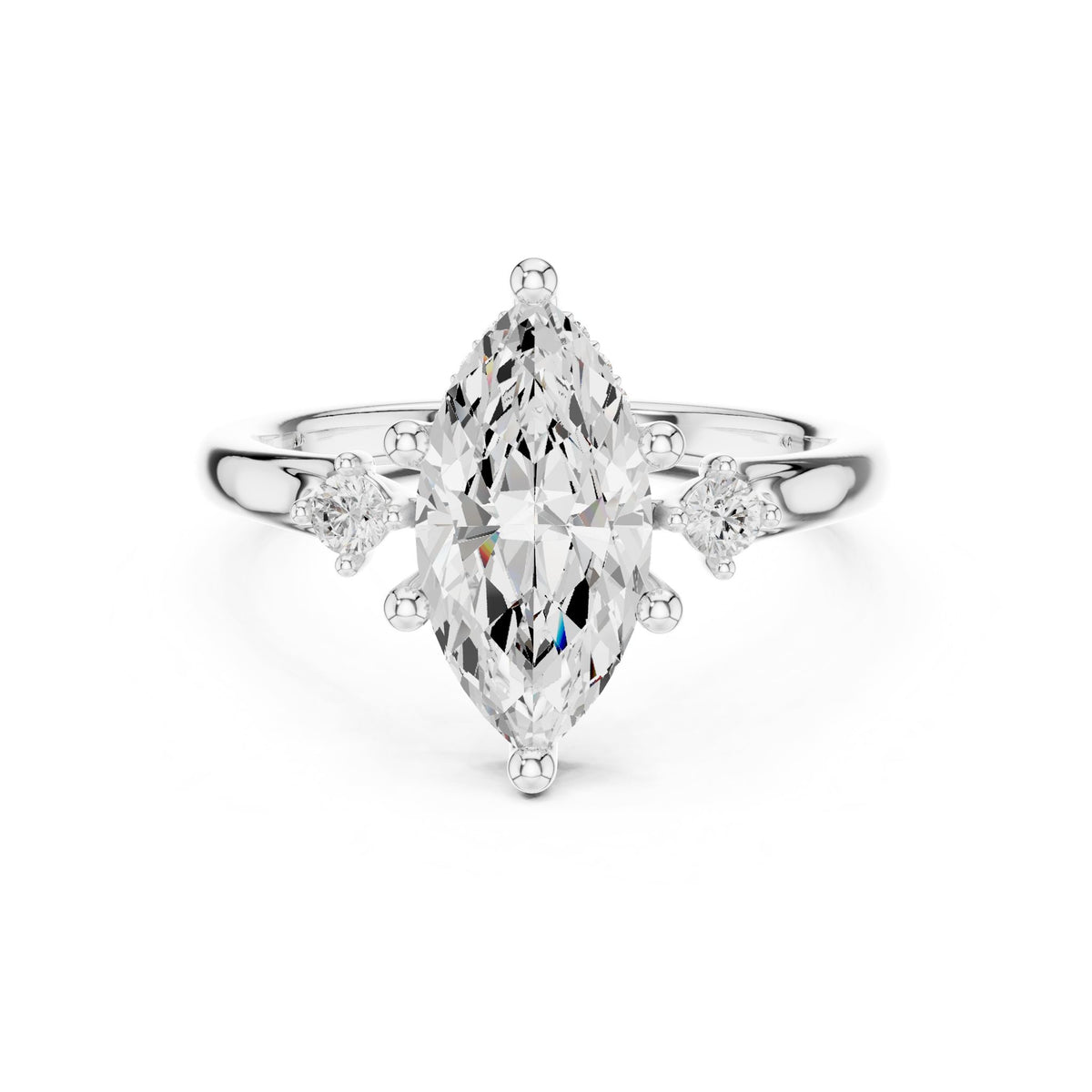 Marquise Accented Lab Grown Diamond Engagement Ring