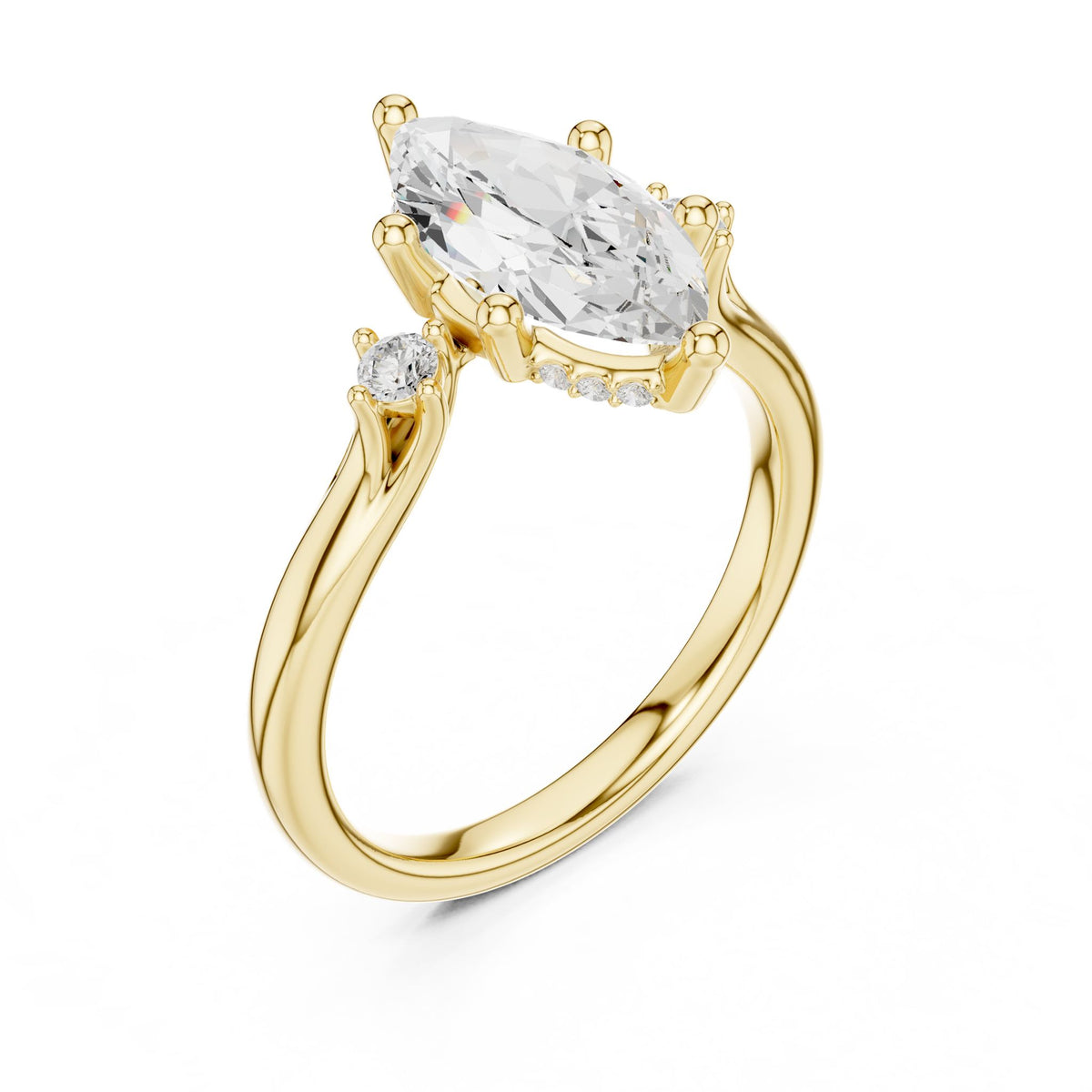Marquise Accented Lab Grown Diamond Engagement Ring