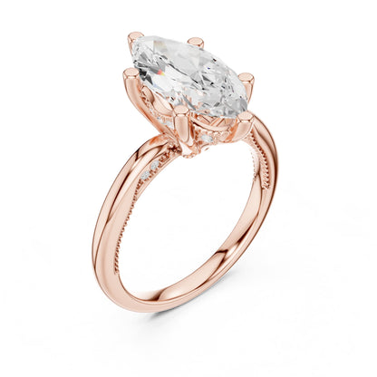 Marquise Accented Lab Grown Diamond Engagement Ring