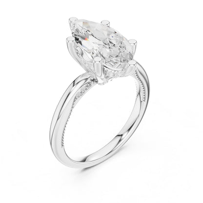 Marquise Accented Lab Grown Diamond Engagement Ring