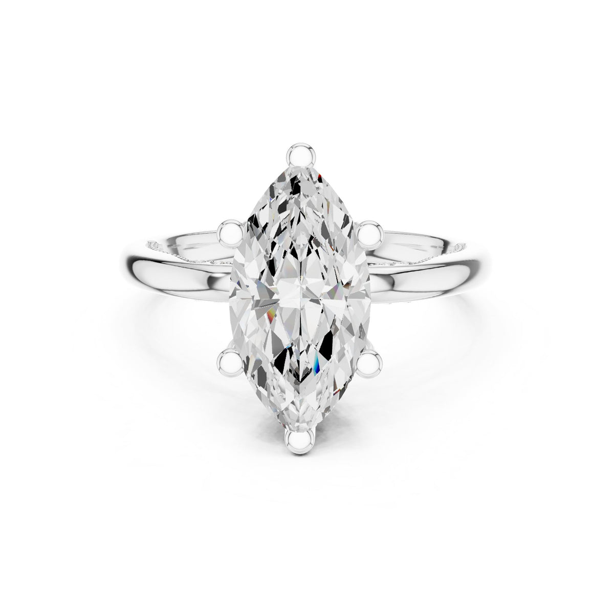 Marquise Accented Lab Grown Diamond Engagement Ring