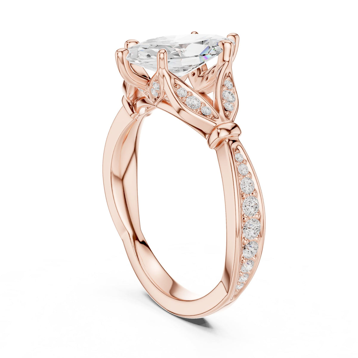 Marquise Accented Lab Grown Diamond Engagement Ring