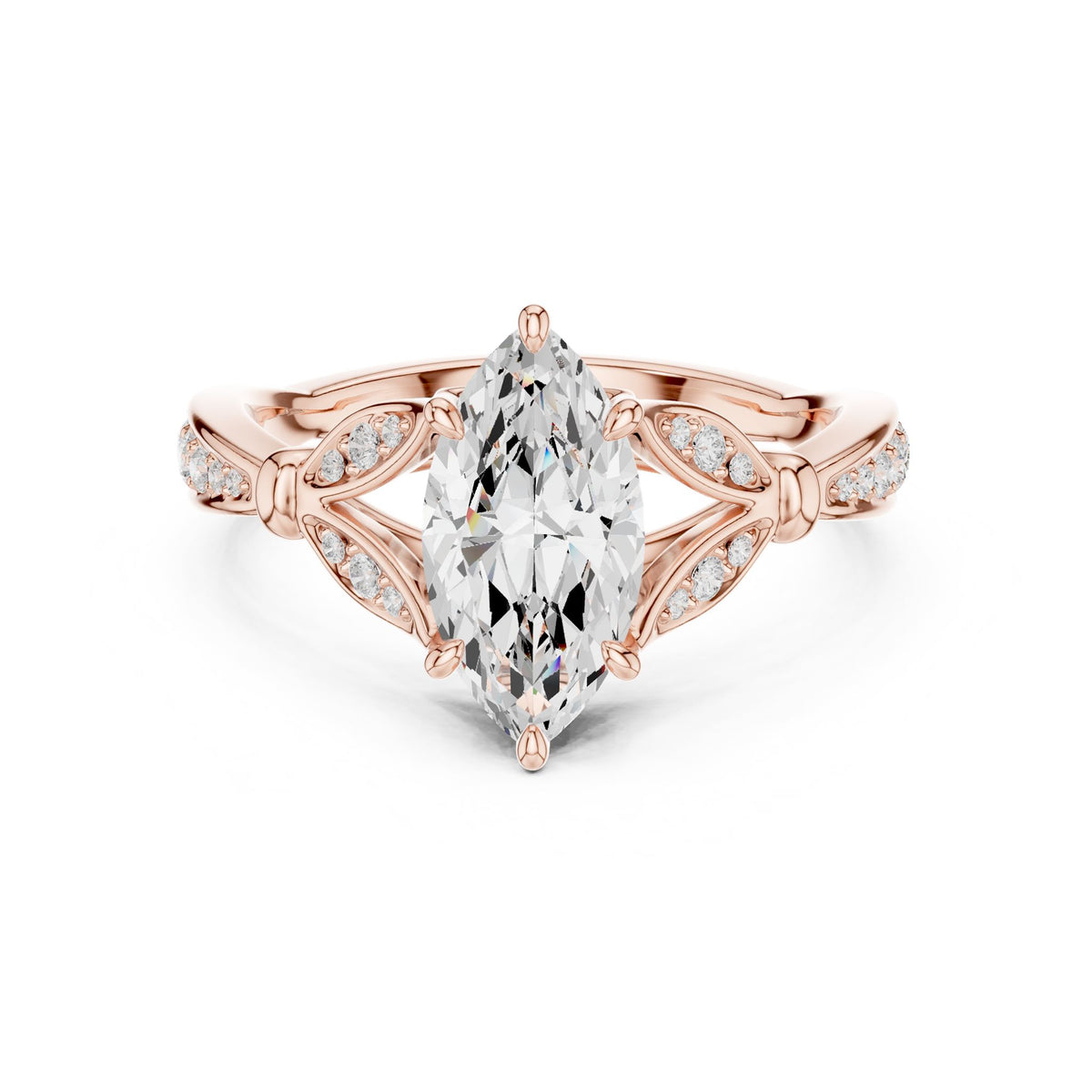 Marquise Accented Lab Grown Diamond Engagement Ring