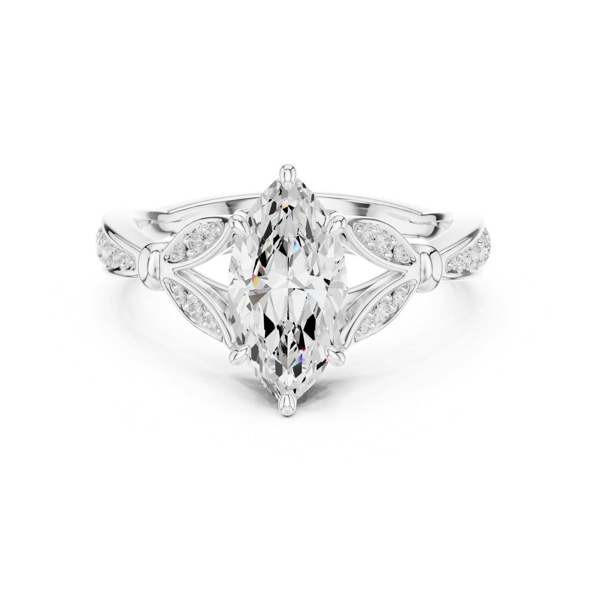 Marquise Accented Lab Grown Diamond Engagement Ring