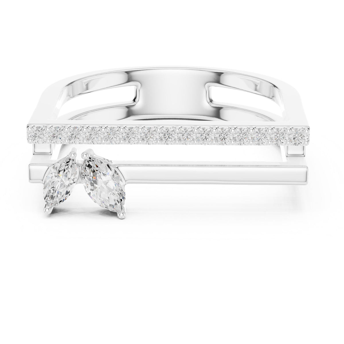 Marquise Accented Lab Grown Diamond Engagement Ring