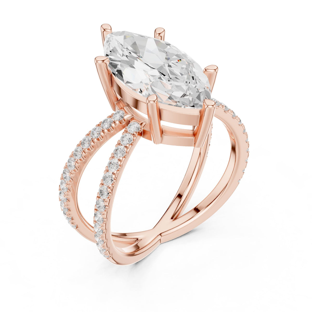 Marquise Accented Lab Grown Diamond Engagement Ring
