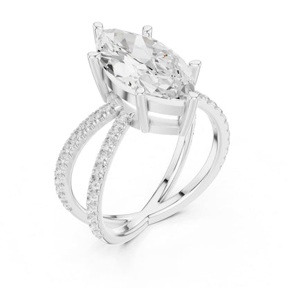 Marquise Accented Lab Grown Diamond Engagement Ring