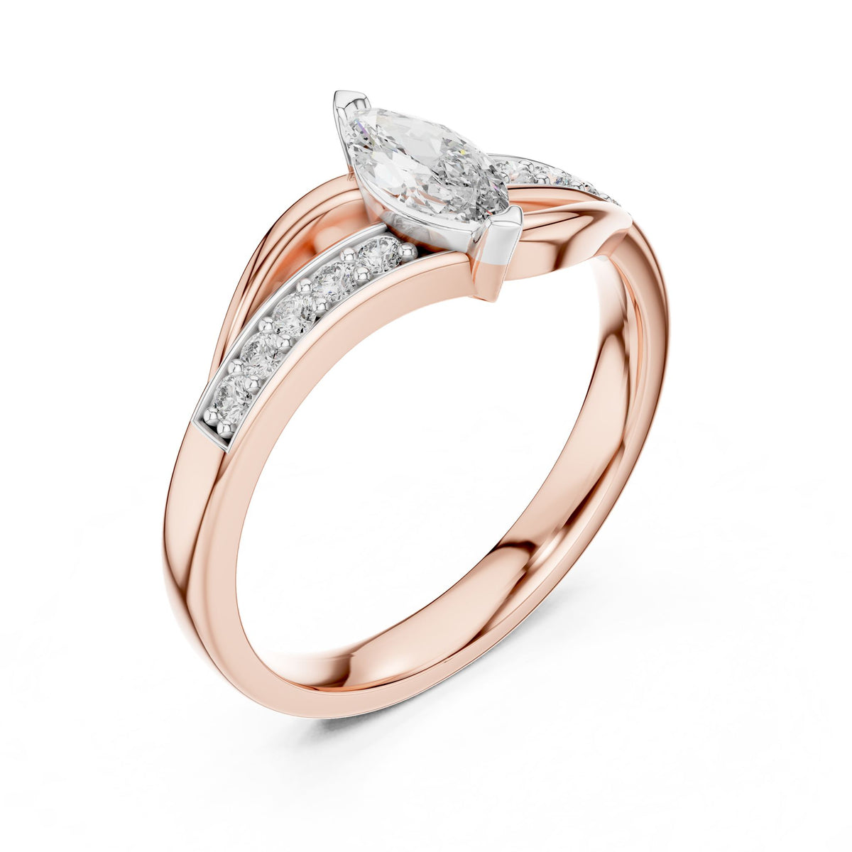 Marquise Accented Lab Grown Diamond Engagement Ring