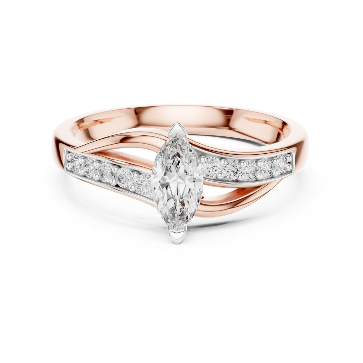 Marquise Accented Lab Grown Diamond Engagement Ring