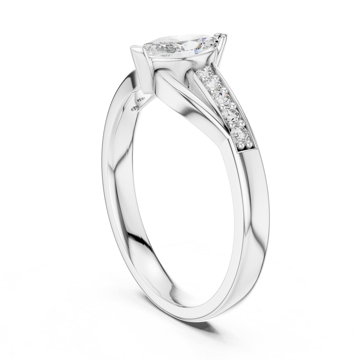 Marquise Accented Lab Grown Diamond Engagement Ring