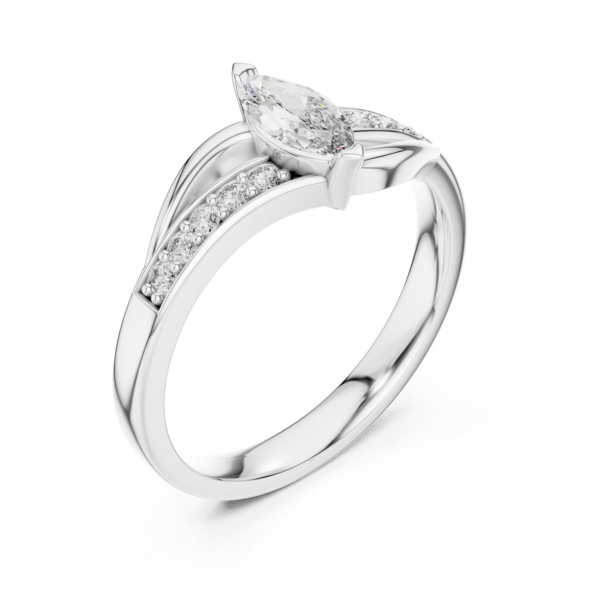 Marquise Accented Lab Grown Diamond Engagement Ring