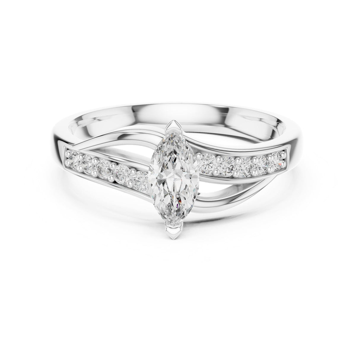 Marquise Accented Lab Grown Diamond Engagement Ring