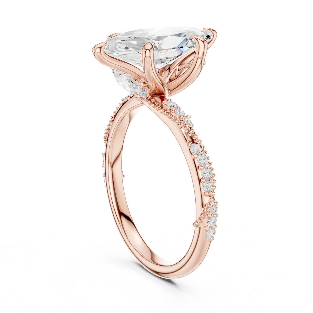 Marquise Accented Lab Grown Diamond Engagement Ring
