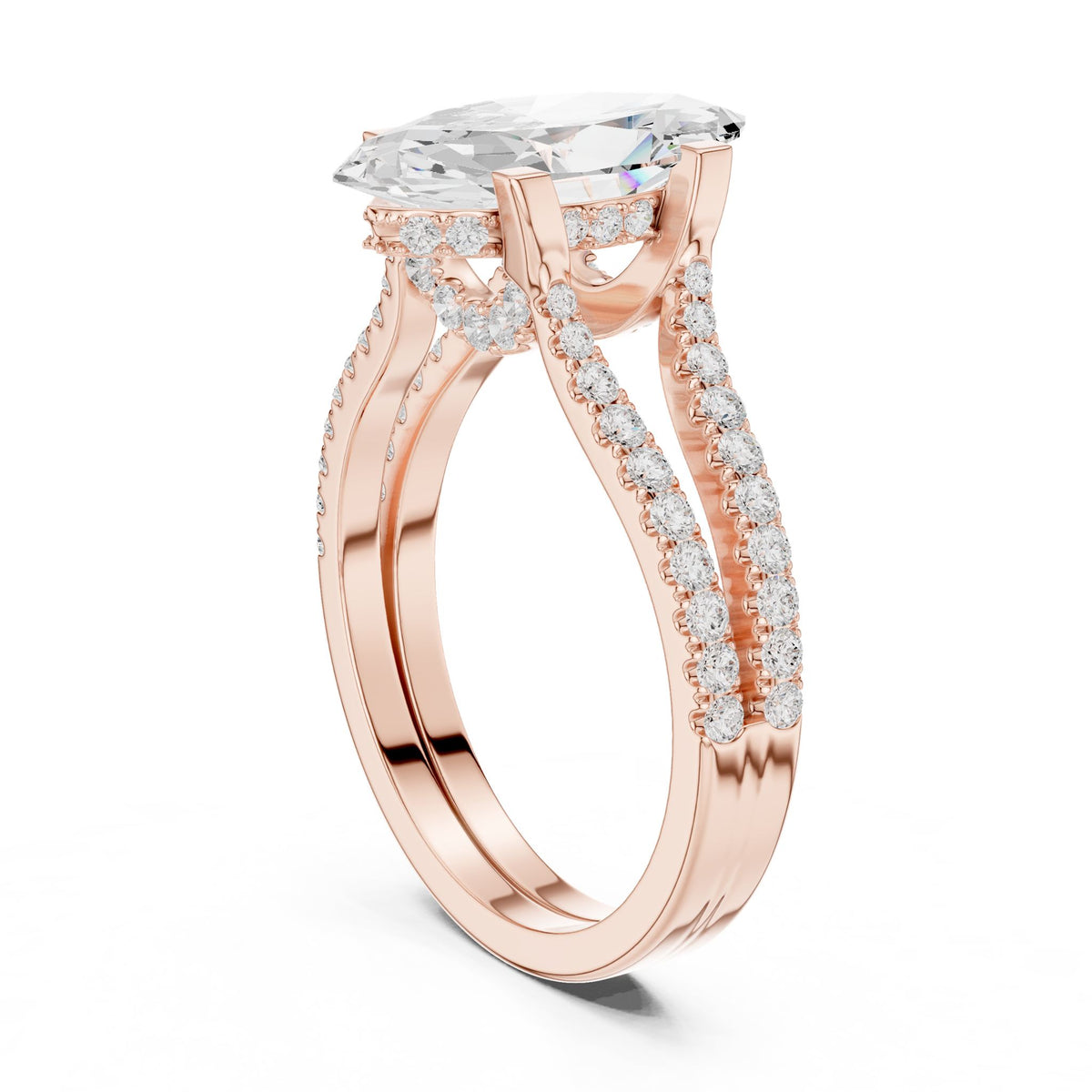 Marquise Accented Lab Grown Diamond Engagement Ring