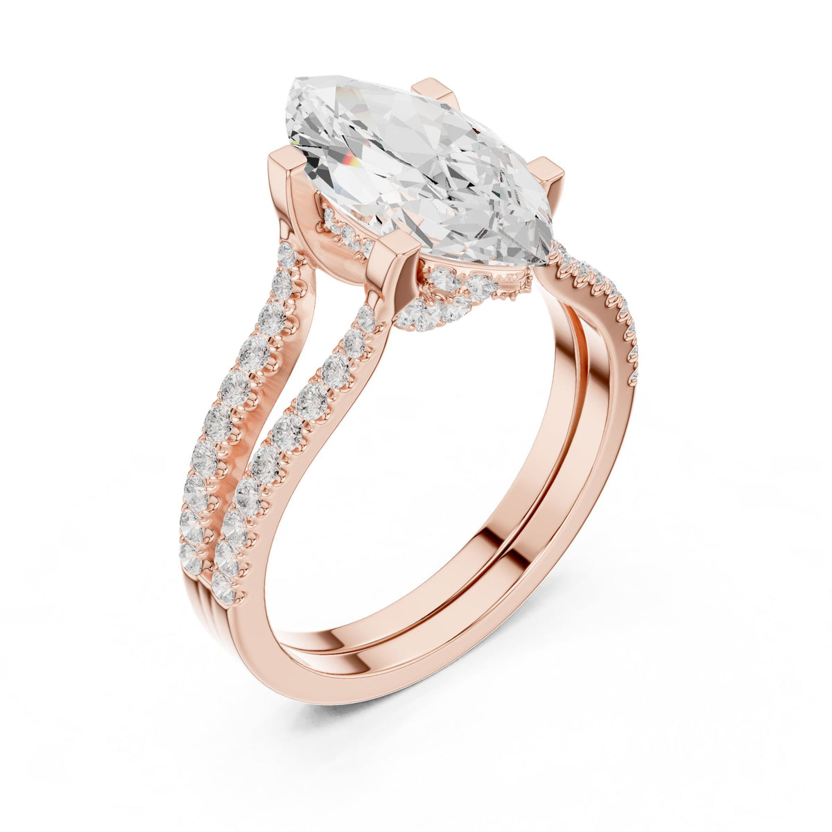 Marquise Accented Lab Grown Diamond Engagement Ring