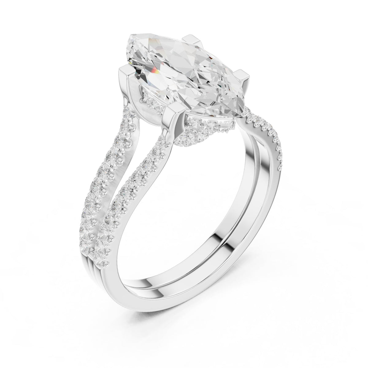 Marquise Accented Lab Grown Diamond Engagement Ring