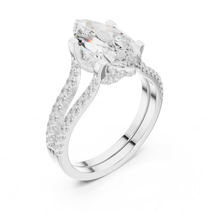 Marquise Accented Lab Grown Diamond Engagement Ring