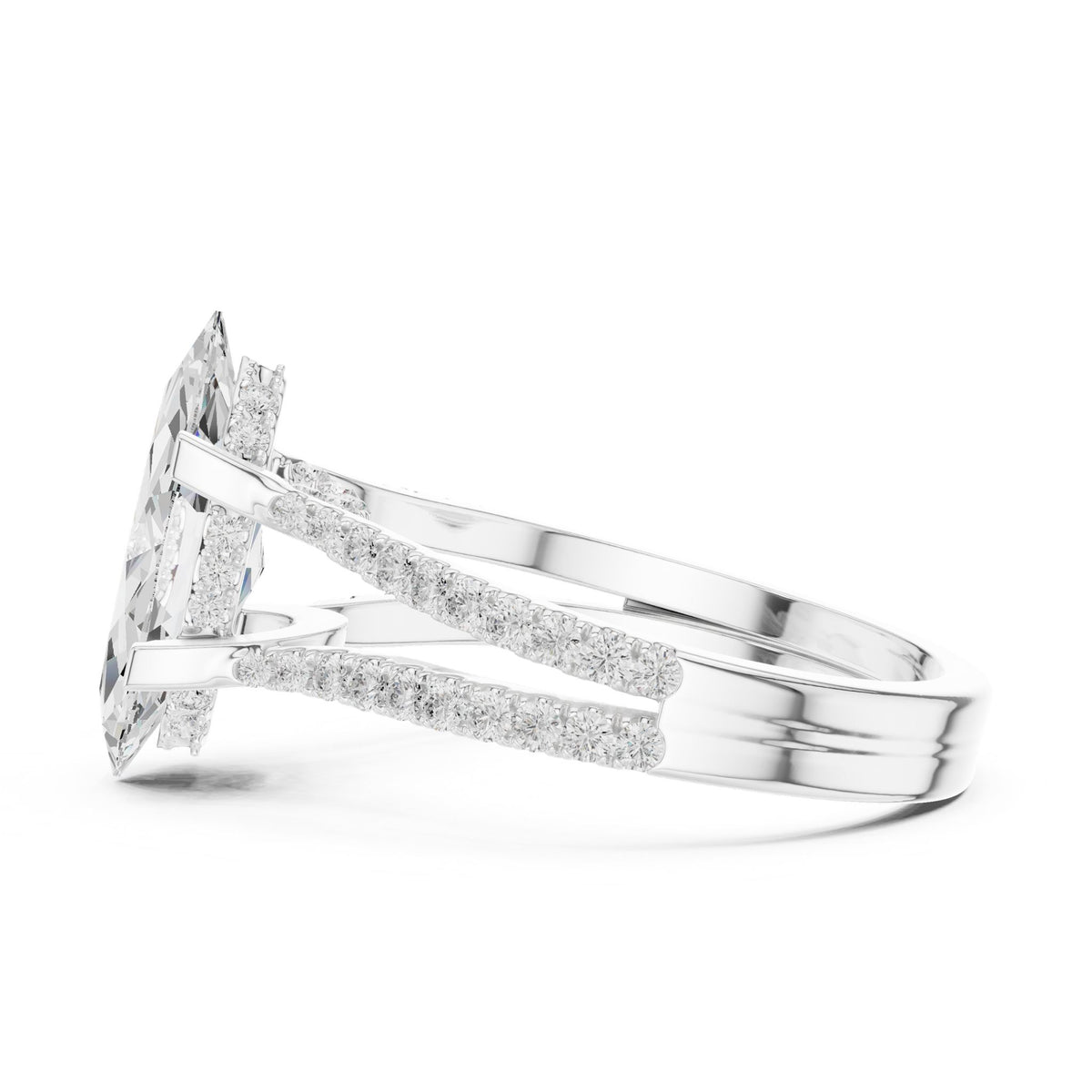 Marquise Accented Lab Grown Diamond Engagement Ring