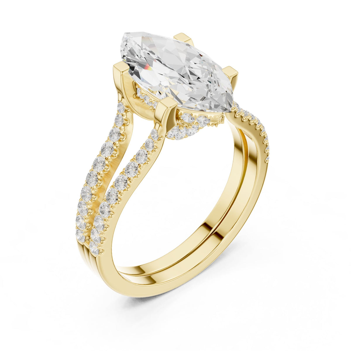Marquise Accented Lab Grown Diamond Engagement Ring